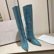 Jimmy Choo Blue Exclusive Blake Crystal-embellished Suede Knee Boots - 6