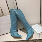 Jimmy Choo Blue Exclusive Blake Crystal-embellished Suede Knee Boots - 5