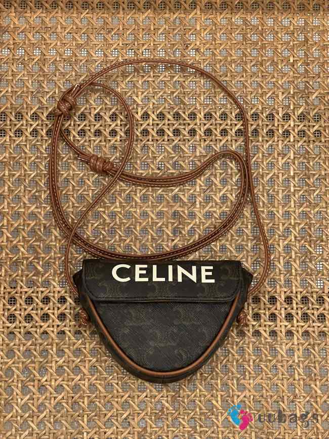 Celine Mini Triangle In Triomphe Canvas Tan 10.5x14x3cm - 1