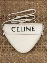 Celine Mini Triangle In Triomphe Canvas White 21x15x4cm - 1