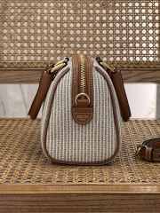 Celine Small Boston Cuir Triomphe In Striped Textile And Calfskin Beige - 2