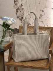 Celine Large Cabas Thais in Striped Textile 41x17.5x28cm - 5