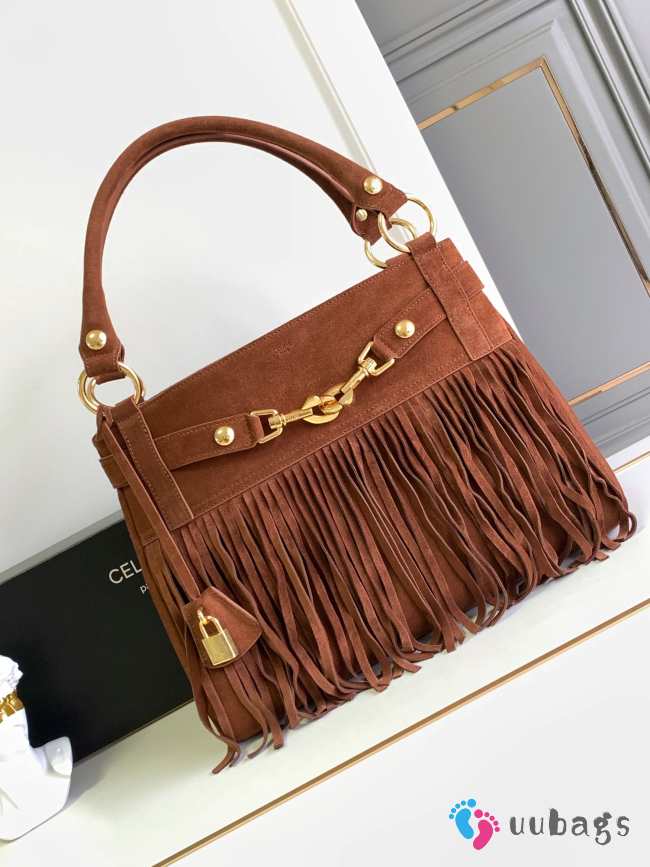 Celine Annabel Bag With Fringes In Suede Calfskin Brown - 1