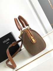 Celine Small Boston Cuir Triomphe In Striped Textile And Calfskin Brown - 6