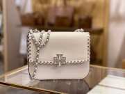 Tory Burch Britten Silver Studded Shoulder White Bag 22x16x8cm - 1