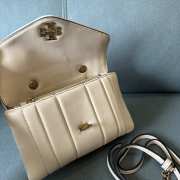 Tory Burch Kira Small White Quilted Leather Satchel 18.5×13×5cm - 2