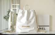 Chanel 22 Backpack Calfskin & Gold-Tone Metal White - 3