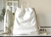 Chanel 22 Backpack Calfskin & Gold-Tone Metal White - 4