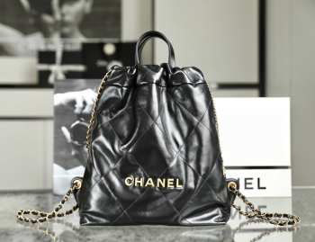 Chanel 22 Backpack Calfskin & Gold-Tone Metal Black