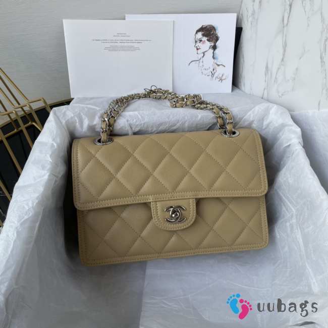 Chanel Flap Bag Beige With Silver Buckle 25x17x6.5cm - 1