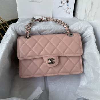 Chanel Flap Bag Pink With Silver Buckle 25x17x6.5cm