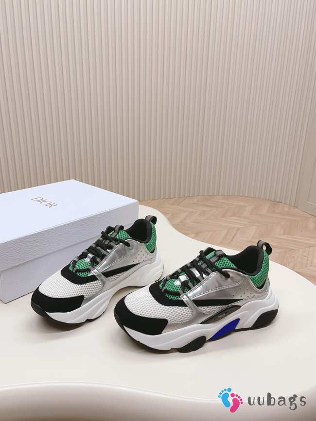 Dior B22 Green Silver Sneakers - 1