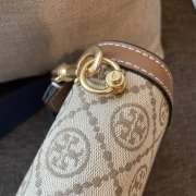 Tory Burch T Monogram Cotton Chain Wallet In Brown - 6