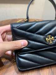 Tory Burch Kira Chevron Top Handle Black Bag 11.5x17.5x4.5cm - 2