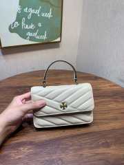 Tory Burch Kira Chevron Top Handle White Bag 11.5x17.5x4.5cm - 1