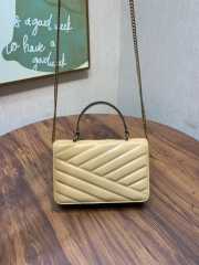 Tory Burch Kira Chevron Top Handle Beige Bag 11.5x17.5x4.5cm - 2