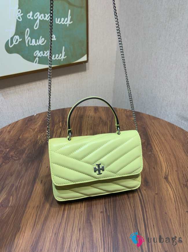 Tory Burch Kira Chevron Top Handle Green Bag 11.5x17.5x4.5cm - 1