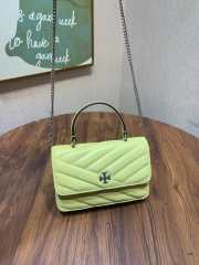 Tory Burch Kira Chevron Top Handle Green Bag 11.5x17.5x4.5cm - 1