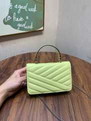 Tory Burch Kira Chevron Top Handle Green Bag 11.5x17.5x4.5cm - 6