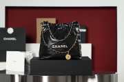 Chanel 22 Handbag Shiny Calfskin & Gold-Tone Metal Black 35x37x7cm - 1