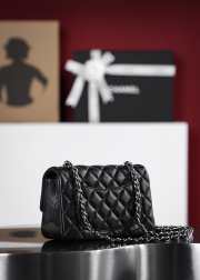 Chanel flap bag with silver buckle in black 12x20x6cm - 2