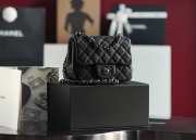 Chanel flap bag black caviar with silver buckle 13x17x8cm - 4