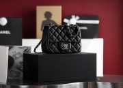 Chanel flap bag black lambskin with silver buckle 13x17x8cm - 6