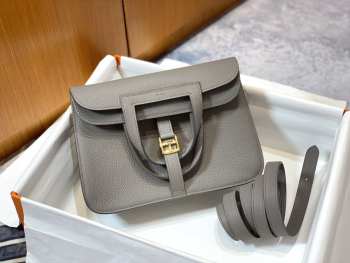 Hermes Halzan mini pewter gray bag 22cm/25cm