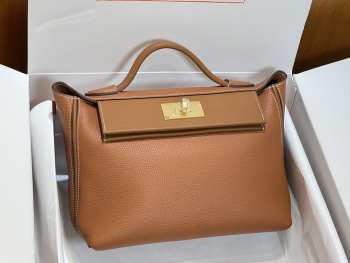 Hermes Togo and Swift Leather 24/24 Bag In Brown 29cm 