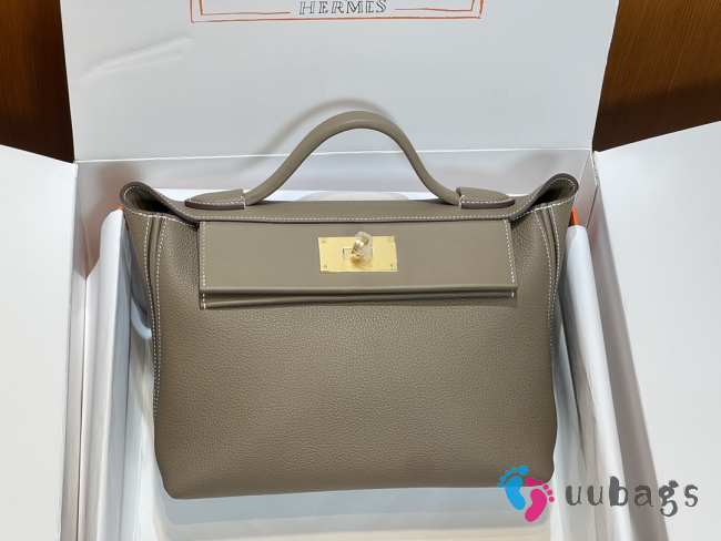 Hermes Togo and Swift Leather 24/24 Bag In Gray 29cm - 1