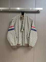 Gucci Men's Khaki Jacquard and Grosgrain bomber jacket  - 1