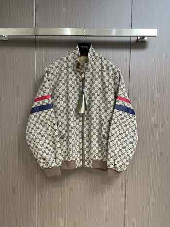 Gucci Men's Khaki Jacquard and Grosgrain bomber jacket 