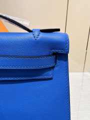 Hermes Kelly Pochette Bag In Blue With Silver Buckle 22cm - 5