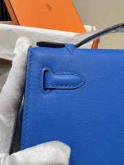 Hermes Kelly Pochette Bag In Blue With Silver Buckle 22cm - 4