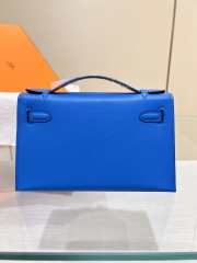 Hermes Kelly Pochette Bag In Blue With Silver Buckle 22cm - 2