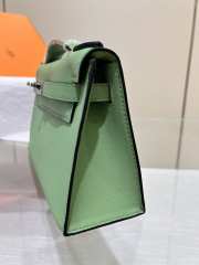 Hermes Kelly Pochette Bag In Green With Silver Buckle 22cm - 3