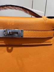 Hermes Kelly Pochette Bag In Orange With Silver Buckle 22cm - 6