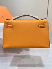 Hermes Kelly Pochette Bag In Orange With Silver Buckle 22cm - 5