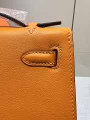 Hermes Kelly Pochette Bag In Orange With Silver Buckle 22cm - 4