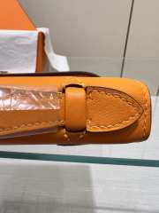 Hermes Kelly Pochette Bag In Orange With Silver Buckle 22cm - 2