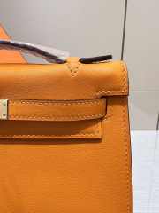 Hermes Kelly Pochette Bag In Orange Gold Buckle 22cm - 3