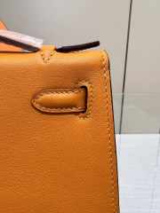 Hermes Kelly Pochette Bag In Orange Gold Buckle 22cm - 2