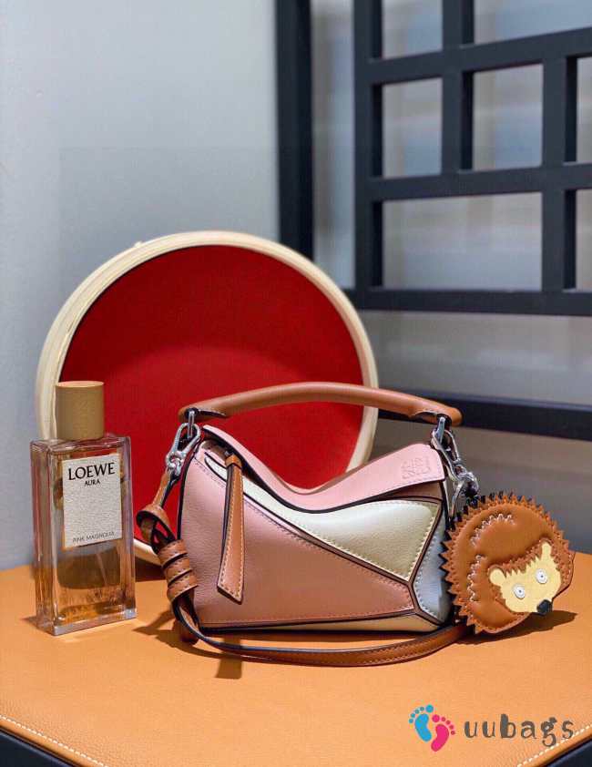 Loewe Mini Puzzle Edge Bag Pink & White 18x8x12cm - 1