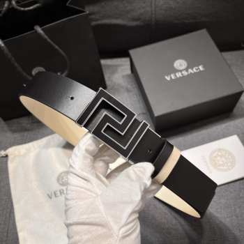 Versace black Greca leather belt 4cm