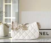 Chanel 23k Hobo Bag Calfskin White 23x13x5cm - 1