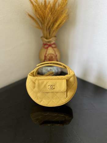 Chanel Quilted Caviar Small Hula Hoop Yellow 16x16x5.5cm