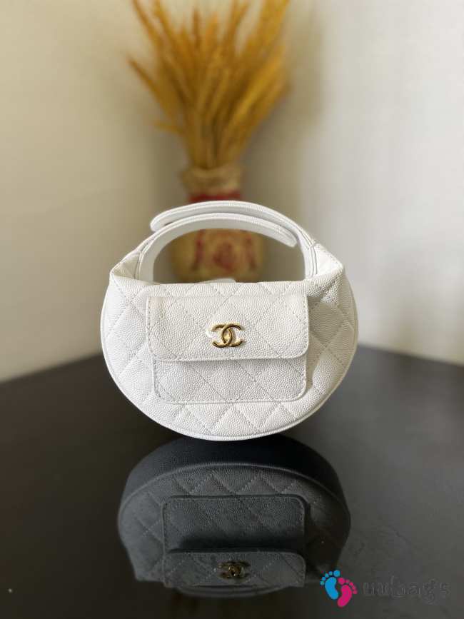 Chanel Quilted Caviar Small Hula Hoop White 16x16x5.5cm - 1