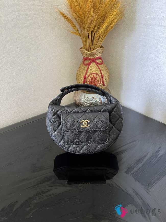 Chanel Quilted Caviar Small Hula Hoop Black 16x16x5.5cm - 1