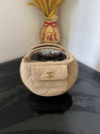 Chanel Quilted Caviar Small Hula Hoop Brown 16x16x5.5cm