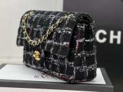 Chanel Flap bag raffia Tweed in black & white 20cm - 2